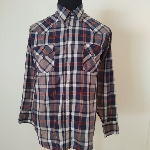 ELY CATTLEMAN WESTERN PEARL SNAP BUTTON MEN LONG SLEEVE DRESS SHIRT - 17 (34) - Picture 3 of 8